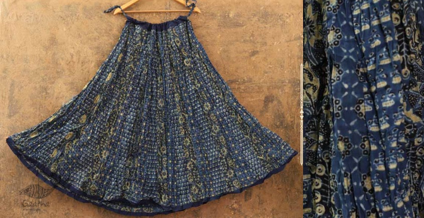 Shop ajrakh indigo long skirt